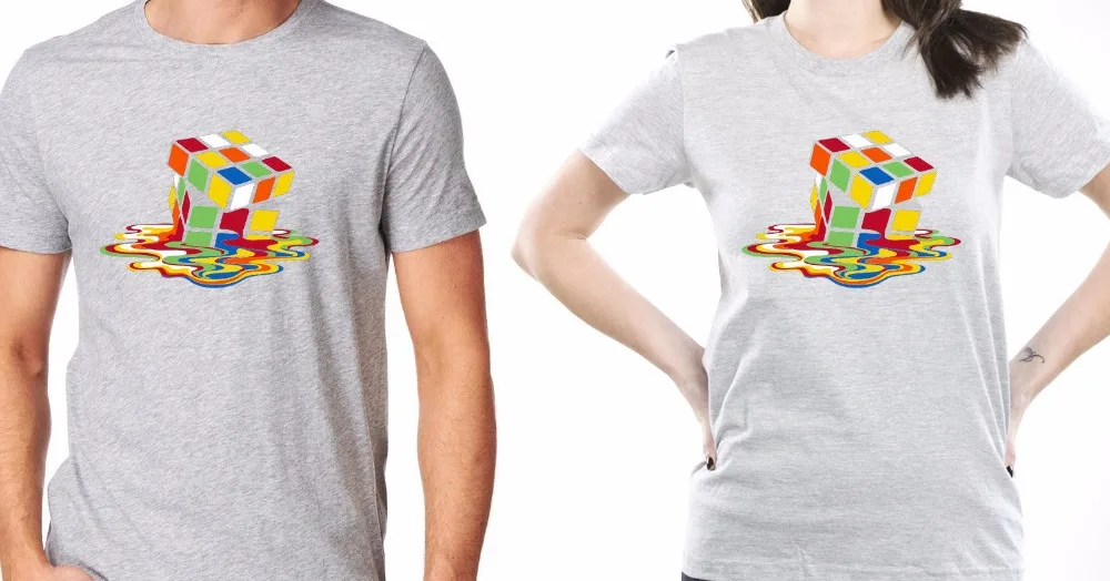 

Fashion Brand TShirts Men Summer Custom Made melted Rubic Cube Logic Games Cubes T-Shirt Mens Womens custom Tee Shirts