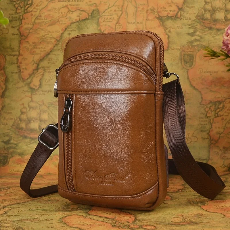 Мужская маленькая косая сумка из натуральной воловьей кожи 6 3 дюйма|genuine leather|men
