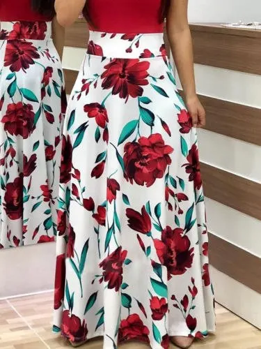 Женские летние Boho повседневные Длинные вечерние юбки женская одежда цветочный
