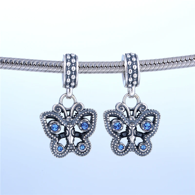 Серебро 925 ювелирные изделия бабочка очарование кулон подходит браслеты с