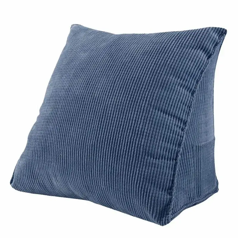 Navy Blue Однотонная моющаяся хлопковая льняная треугольная Подушка кровать большой валик диванная Подушка Рождественский подарок Домашнее украшение - Цвет: Navy Blue