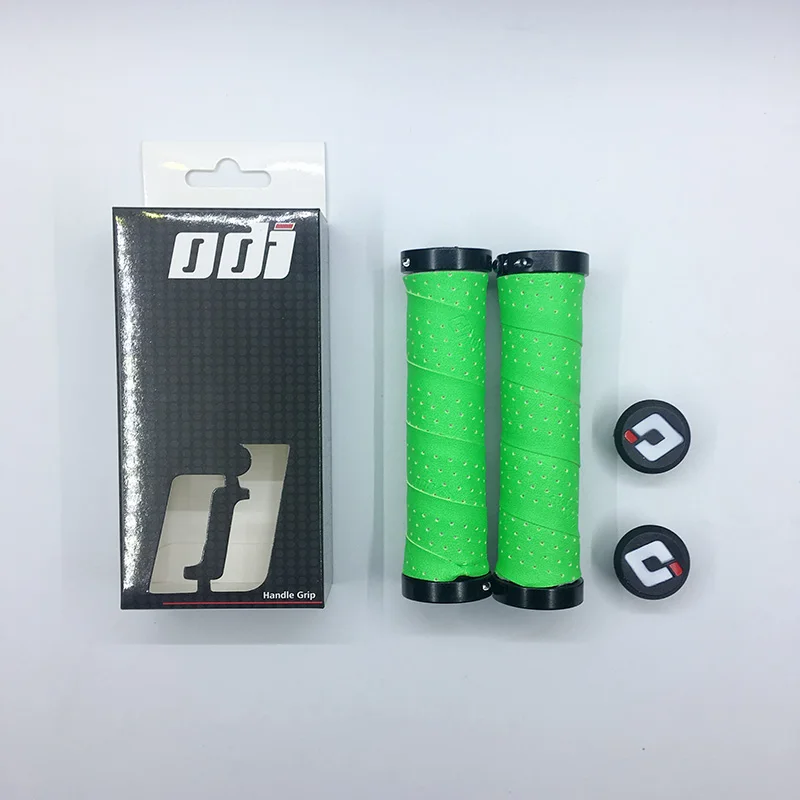 Зеленый ODI велосипедные ручки руль MTB Дорожный складной руль Набор EVA+ PU нескользящий амортизатор Сверхлегкий фиксатор - Цвет: Зеленый