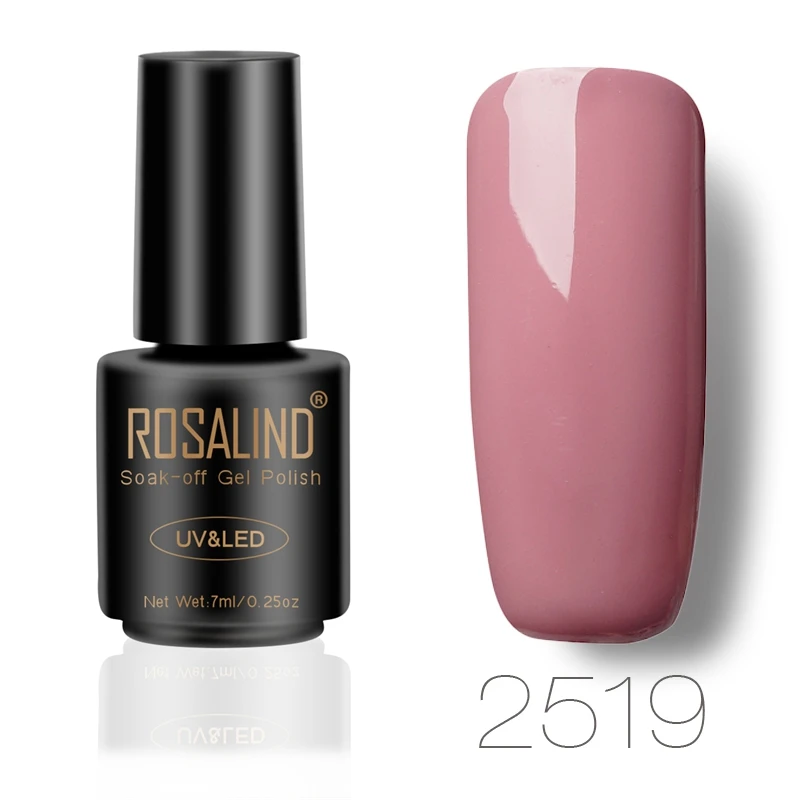 2519 ROSALIND 7 мл, флакон, черный цвет, чистый цвет, набор для полировки ногтей, лак, УФ светодиодный, впитывающий Полупостоянный лак для ногтей - Цвет: 2519