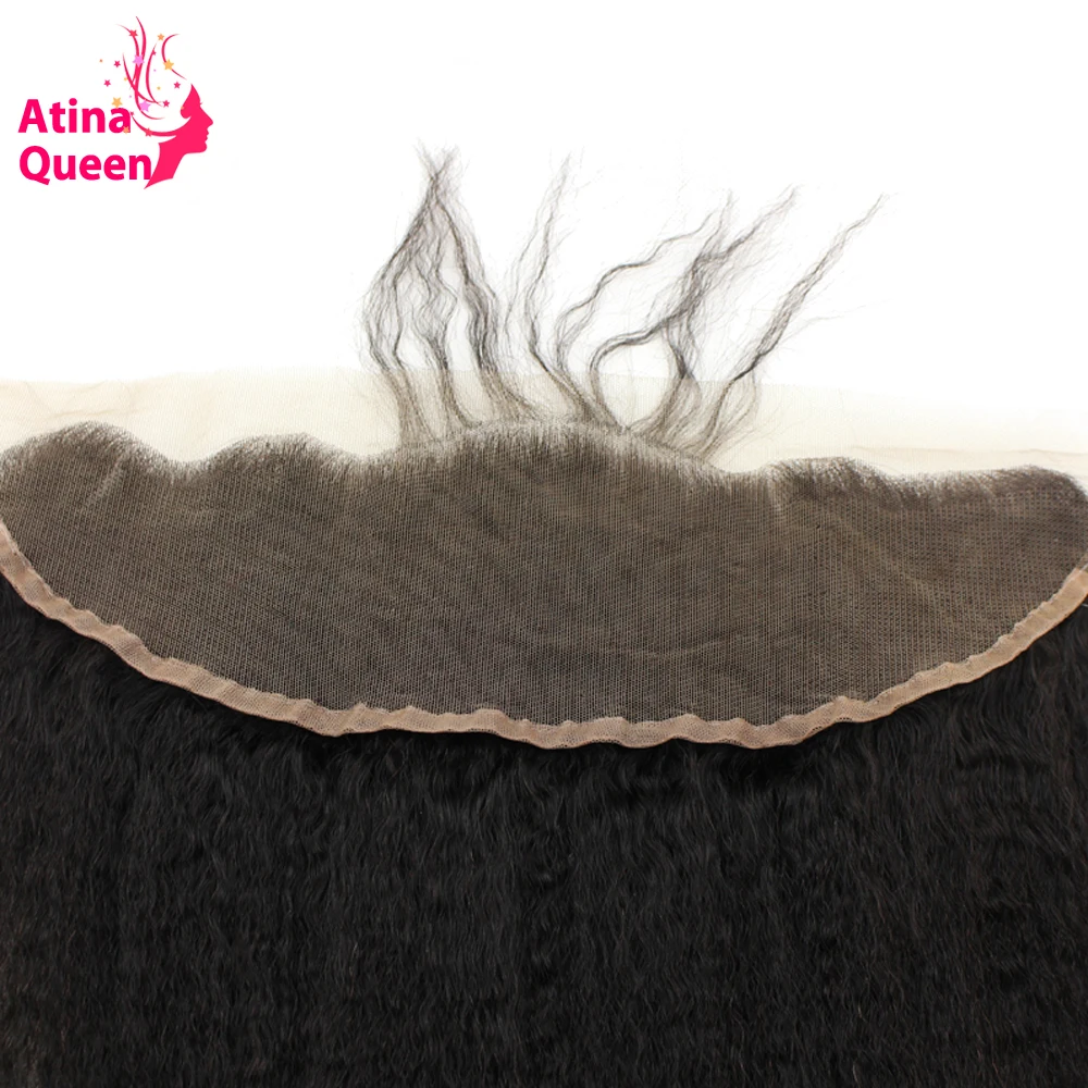 Курчавые прямые волосы Atina Queen от 13x4 с уха до полностью закрывающие фронтальные