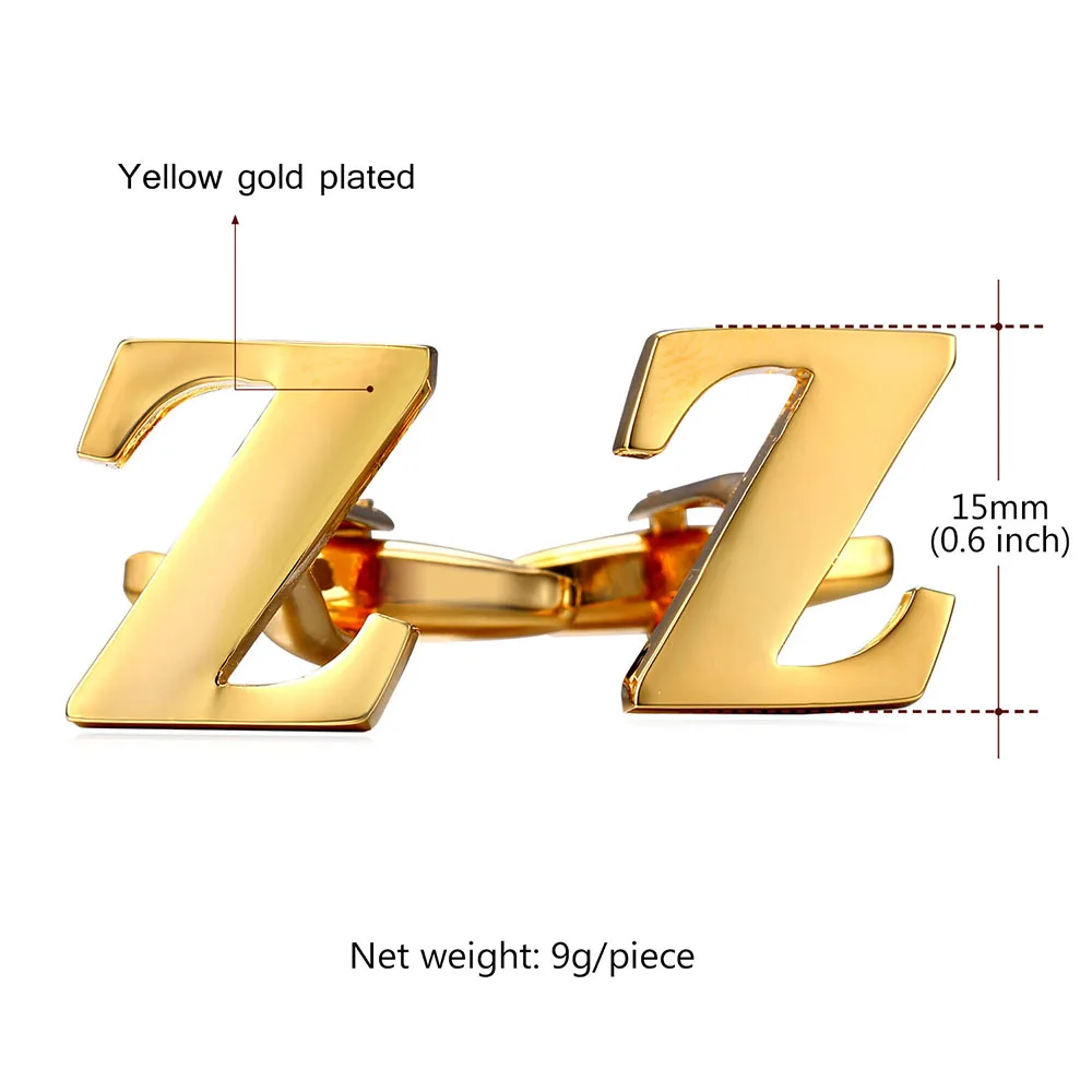 Запонки пуговицы с буквами Z для мужчин высококачественные золотистые