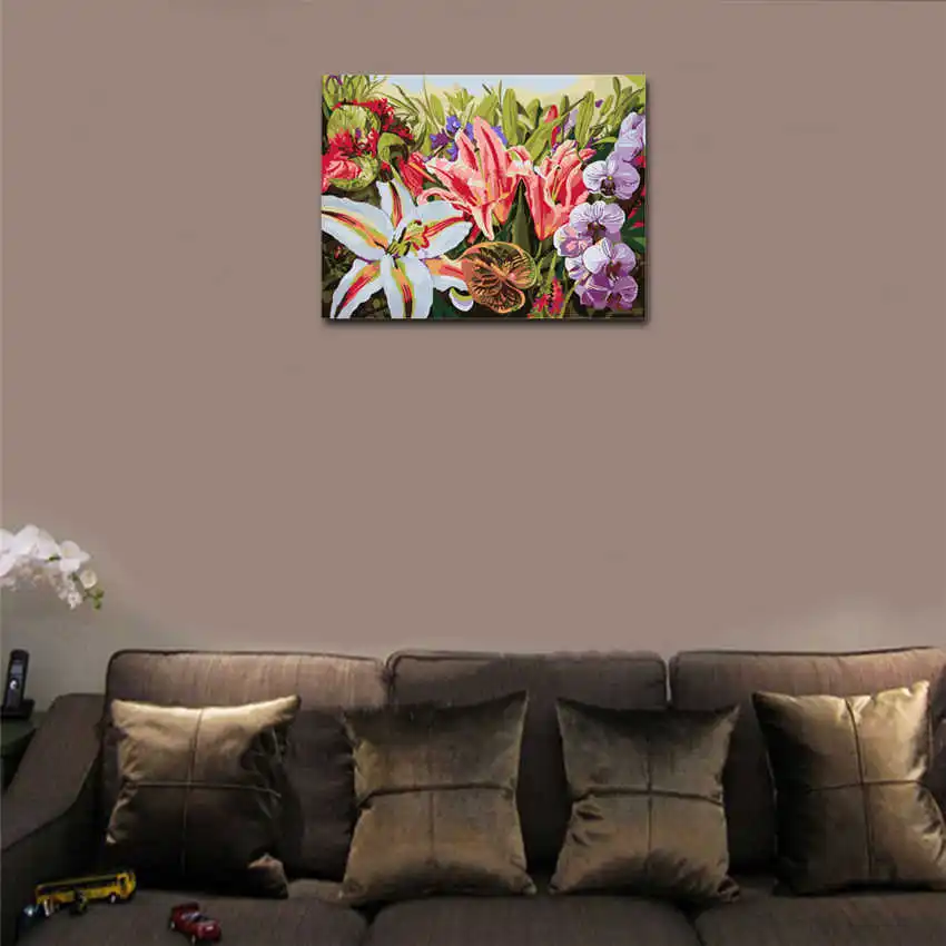 RIHE цветы Цветущая краска ing по номерам роза DIY масляная на холсте Cuadros Decoracion