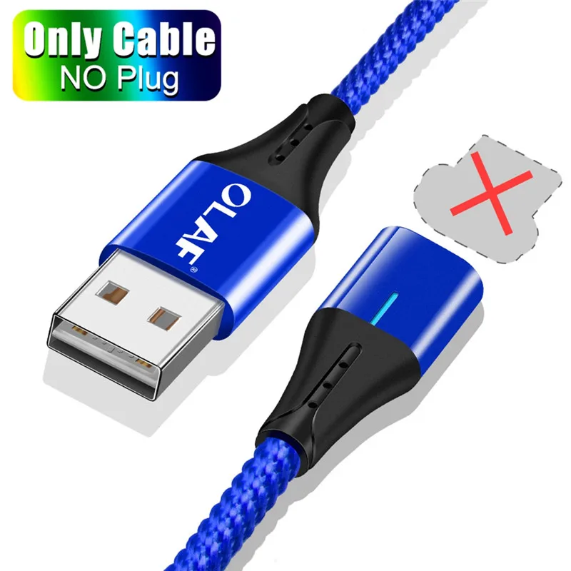 Blue Only Cable OLAF 3A светодиодный магнитный usb кабель для зарядки Micro для Xiaomi huawei Micro USB кабель для быстрой зарядки для samsung кабель для передачи данных Microusb - Цвет: Blue Only Cable