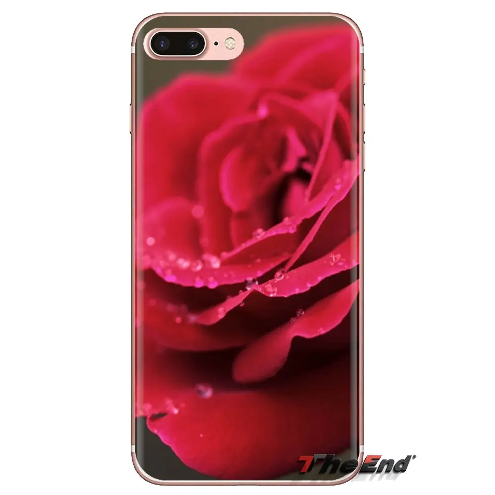 Мягкие прозрачные чехлы для sony Xperia Z Z1 Z2 Z3 Z5 compact M2 M4 M5 C4 E3 T3 XA huawei mate 7 8 Y3II Macro Red rose |