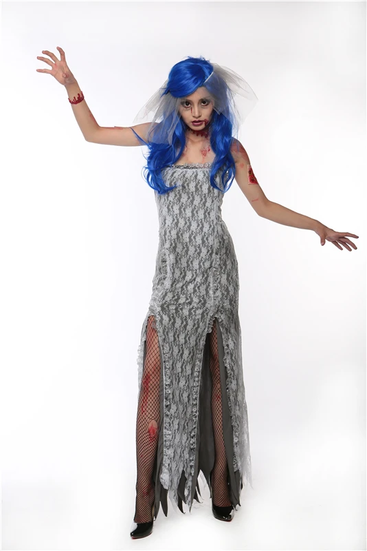 Женское страшное кружевное платье на Хэллоуин костюм зомби смерти Джокера ужаса