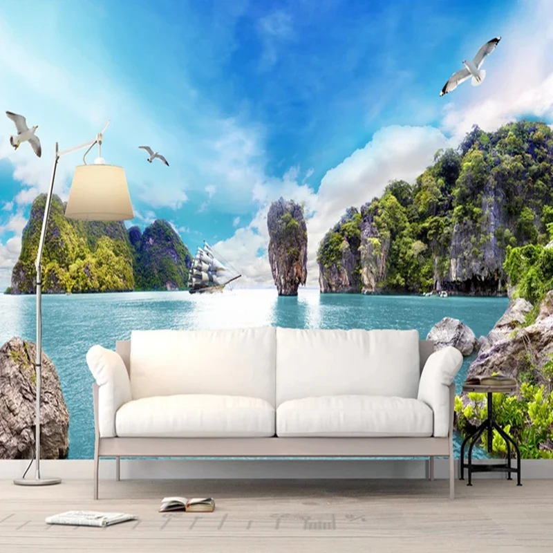 Фотообои 3D морской пейзаж Настенные обои для гостиной спальни домашний декор