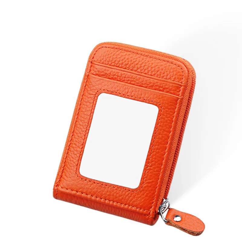 Модный кошелек из натуральной кожи для женщин Женский RFID крепление фиксатора кошельки дорожный с молнией Женский кошелек женский держатель карты - Цвет: Orange KB09