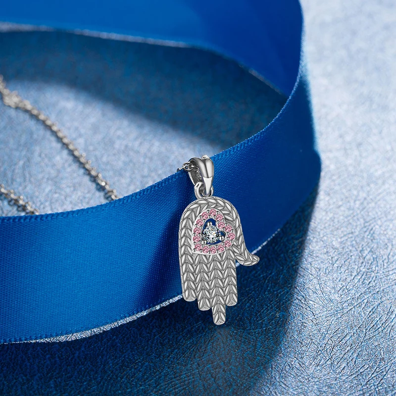 Ангел звонящий 925 серебро ручной кулон ожерелье с розовым AAA CZ кристаллом удача