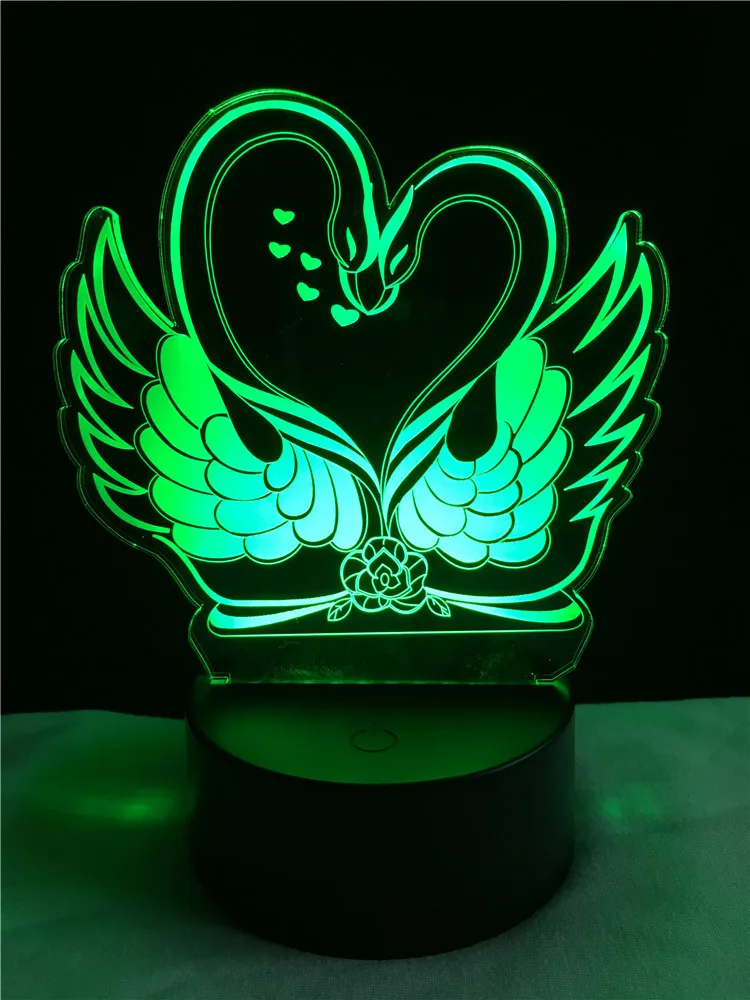 GAOPIN прекрасный лебедь 3D лампа RGB светодиодный USB Ночная Атмосфера свет многоцветный люминария пеленальный столик лампа мигающий сенсорный иллюзия