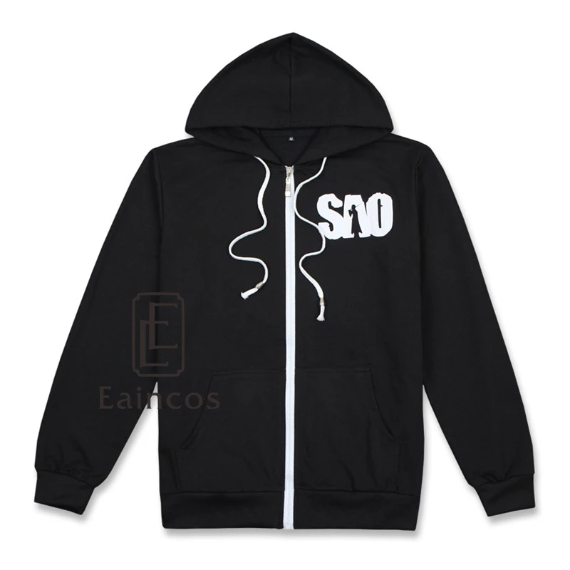 Костюм киригая из аниме Искусство меча онлайн тонкая черная кофта с капюшоном