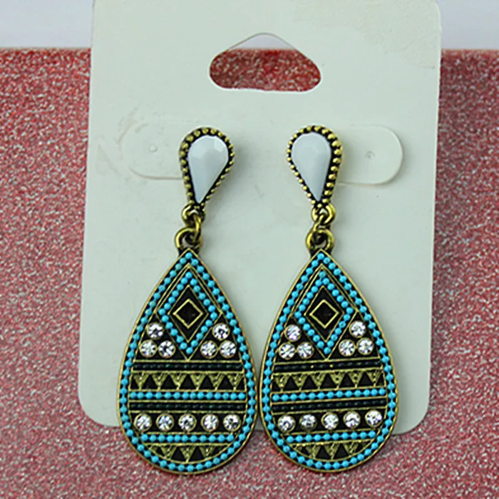 Beautiful popular Bohemian girl romantic gift ancient gold plating water droplets retro earrings wholesale free shipping! | Украшения и