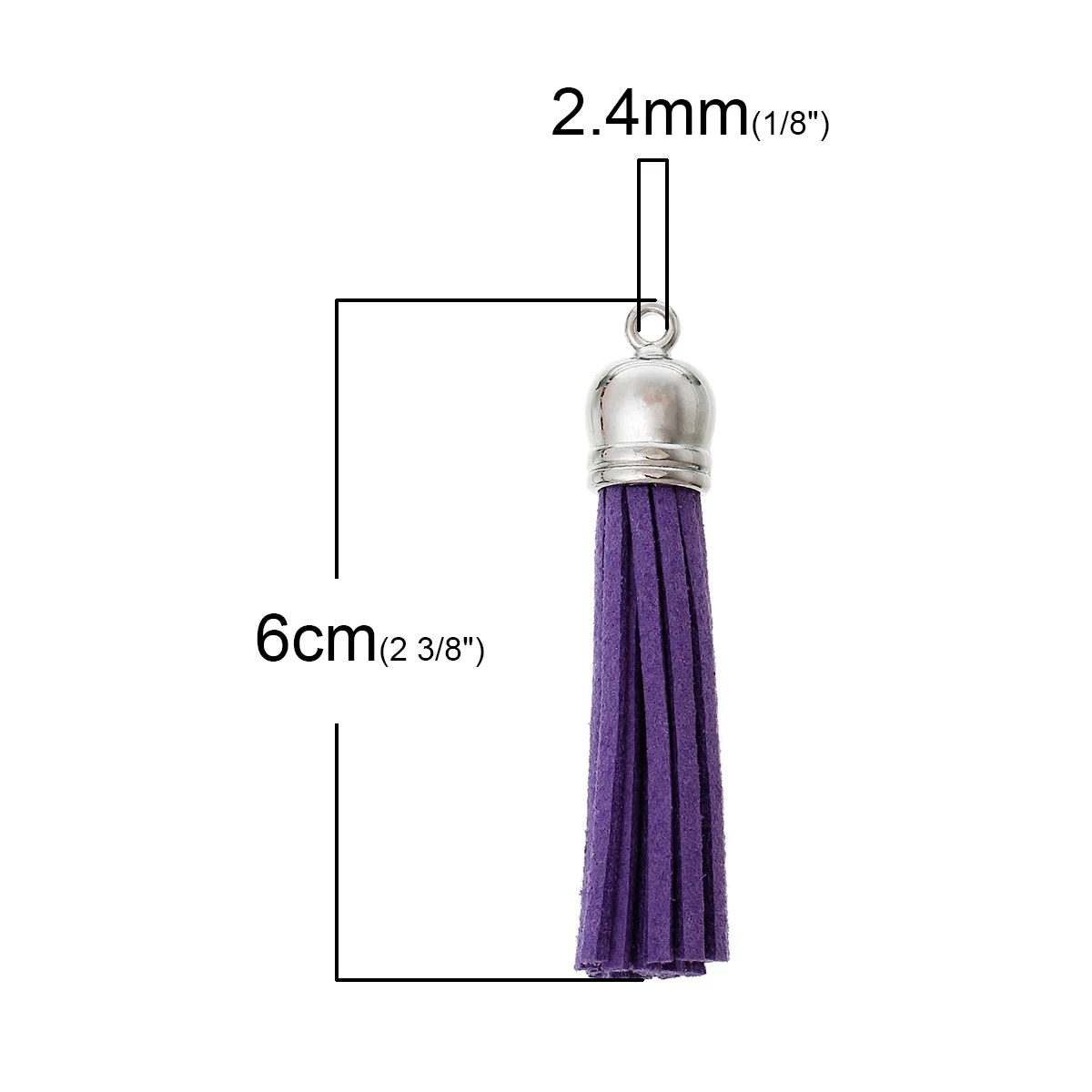 8SEASONS Velvet Pendants Tassel Silver Tone Purple 6cm x1.2cm(2 3/8&quotx4/8&quot) 20 PCs | Украшения и аксессуары