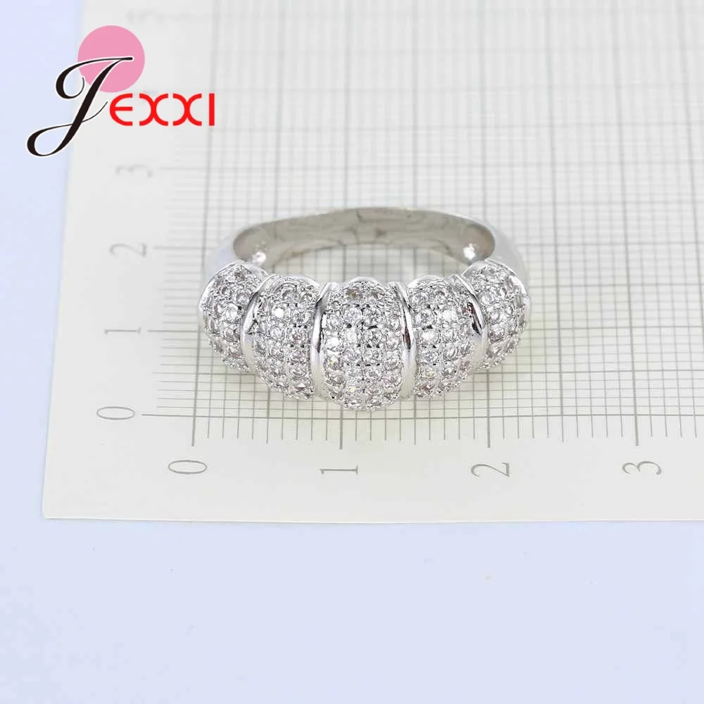 

Unique Design Full Clear Micro Cubic Zirconia Wedding Engagement 925 Sterling Silver Rings For Woman Bridal Bands Jewelry