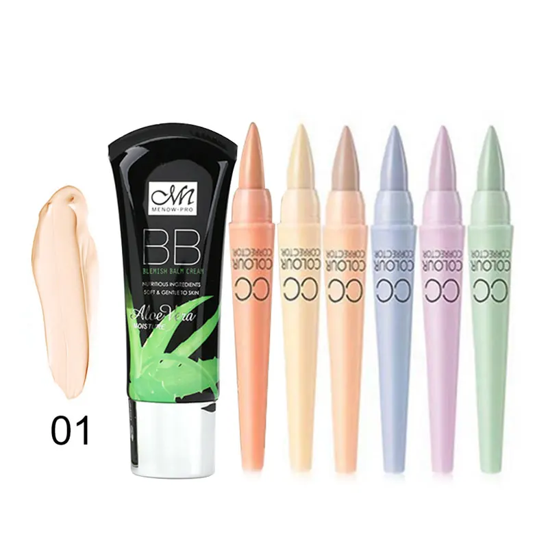 Menow бренд Make Up Set алоэ вера увлажняющий BB крем и 6 цветов/комплект cc Корректоры для лица выведение пятен косметический набор прямая поставка 5368