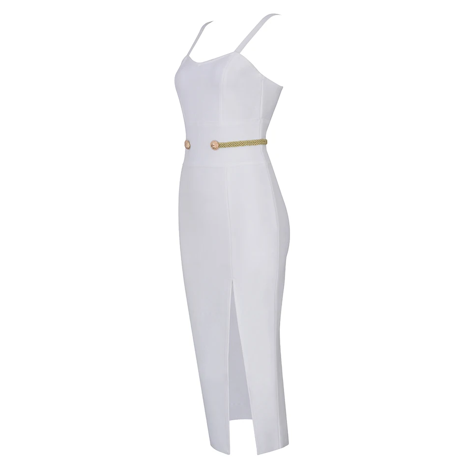 Seamyla Новое Бандажное платье Vestidos летнее женское облегающее вечернее платье без рукавов сексуальное Клубное платье до середины икры с разрезом