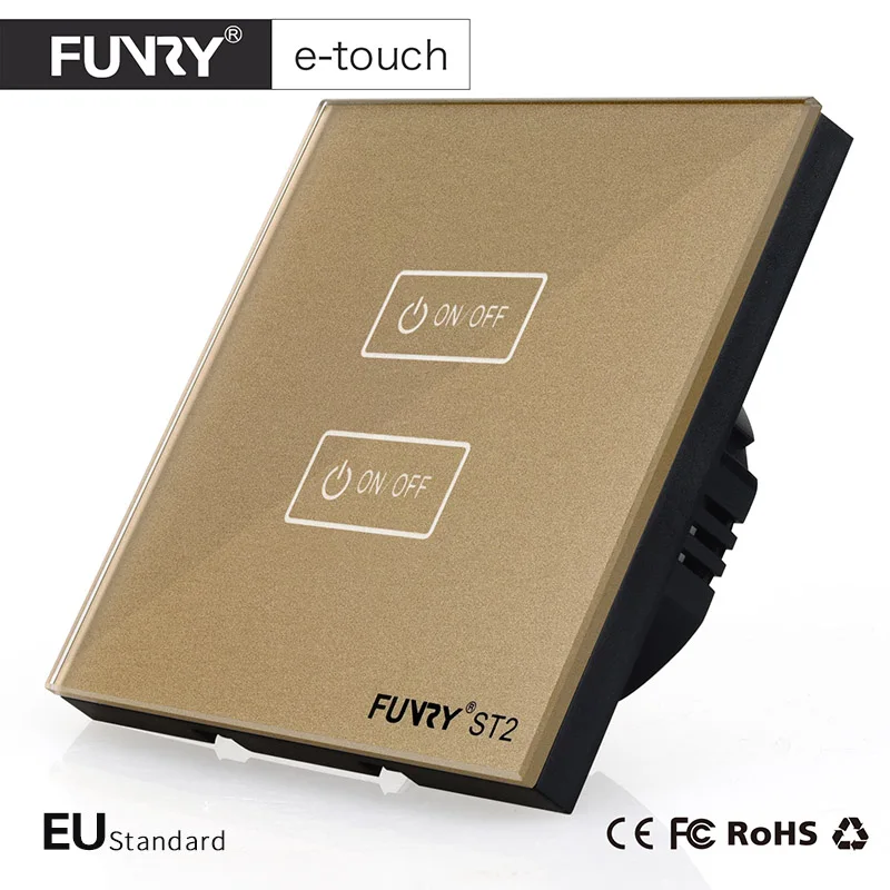 Smart Home 2 Gang 1 Way Wall Switch Luxury Crystal Tempered Glass Touch Panel AC 170~240V Light | Обустройство дома