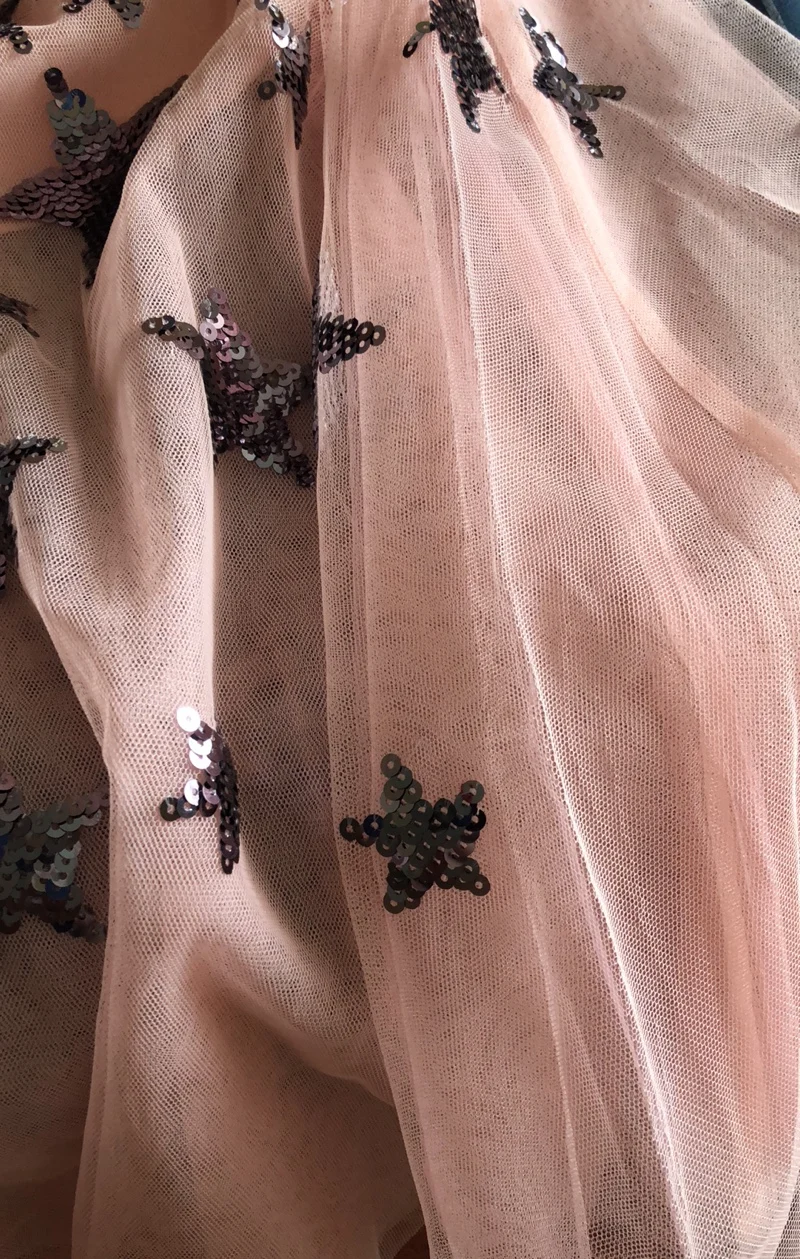 Новая высококачественная газовая юбка с вышивкой звезды блестками высокой