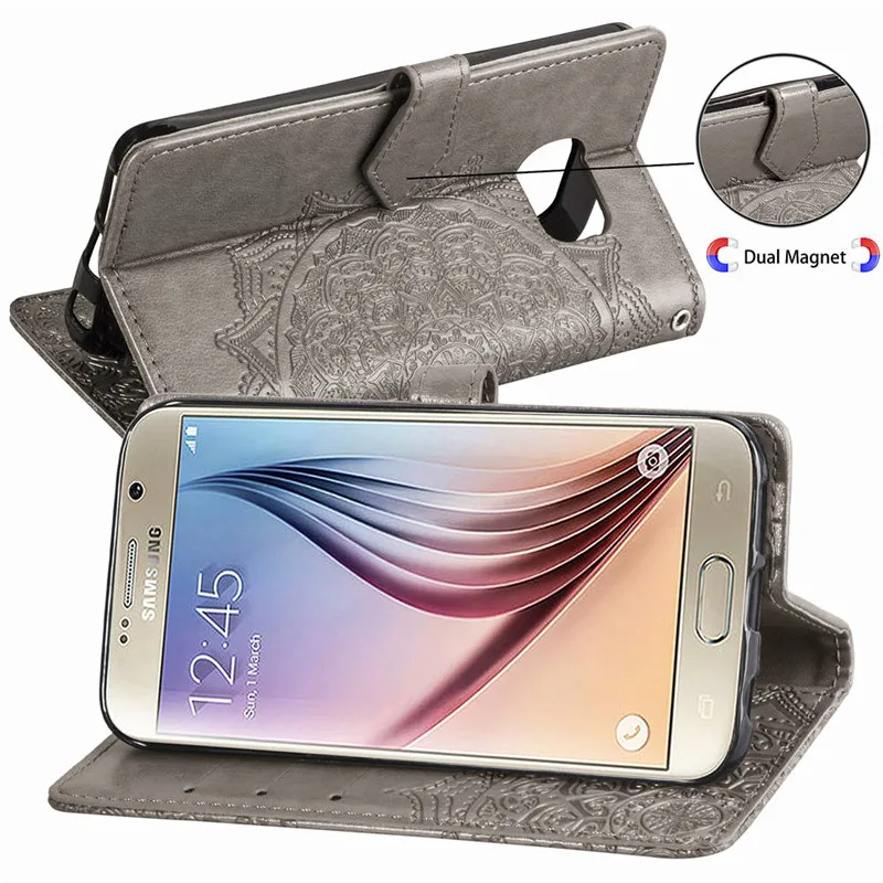 Роскошный чехол Кошелек из искусственной кожи для Samsung Galaxy S6 G920 G920F SM G9200 флип
