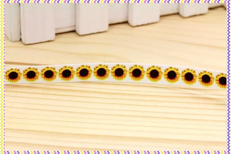 3/8 &quotБесплатная доставка цветочный принт grosgrain лента головной убор волос бант diy