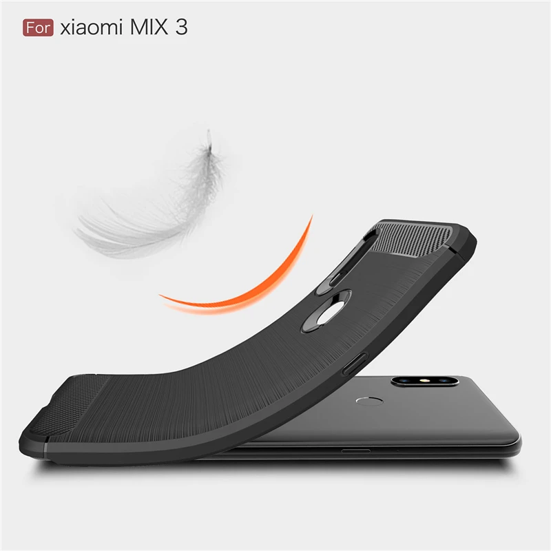 Carbon Fiber Phone Case For Xiaomi Mi Mix 3 6.39&quot Silicone Back Rubber Hybrid Cover Funda | Мобильные телефоны и