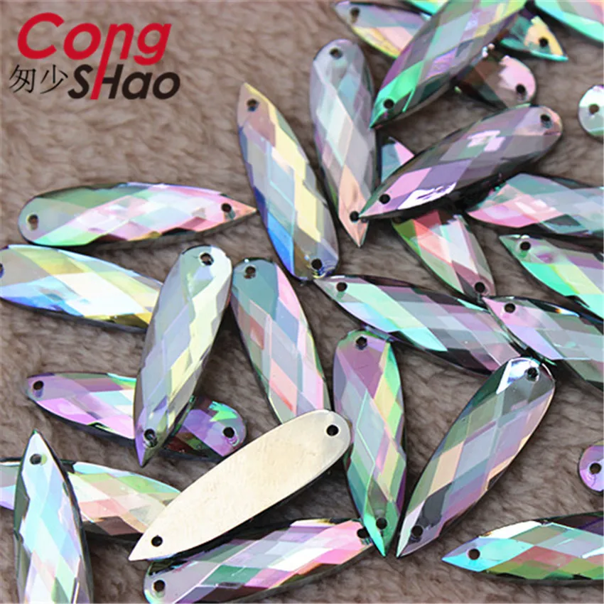 Прозрачные AB акриловые хрустальные камни Cong Shao 100 шт. 8*28/10*30 мм с плоской спинкой