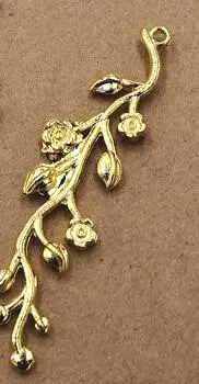 Gold MINGXUAN 10 шт. 15x59 мм античная бронза ретро Очаровательная подвеска в форме листа для Diy ожерелье ювелирных изделий фурнитура ручной работы - Окраска металла: Gold