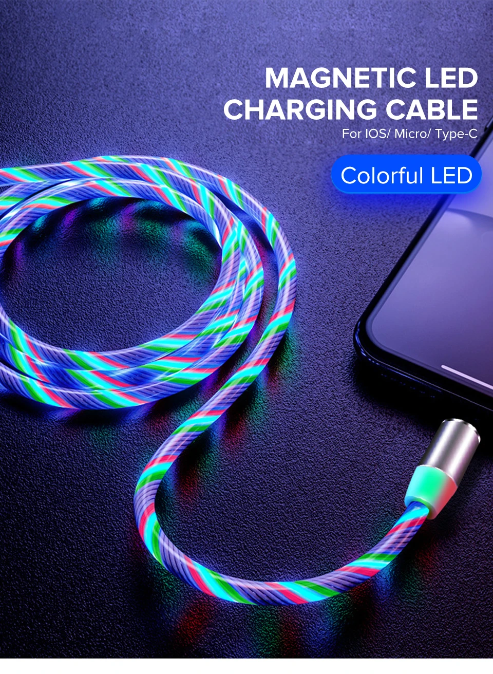 Магнитный кабель Venroii Micro usb type-C для телефона samsung, освещение, магнитное зарядное устройство type C, зарядный провод для передачи данных для huawei Xiaomi 8