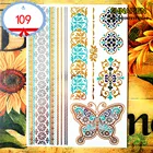 Временная татуировка SHNAPIGN в 24 стилях, золотые рисунки бабочек, флеш-наклейка для татуировки, 3-5 дней, водонепроницаемая, 21*15 см