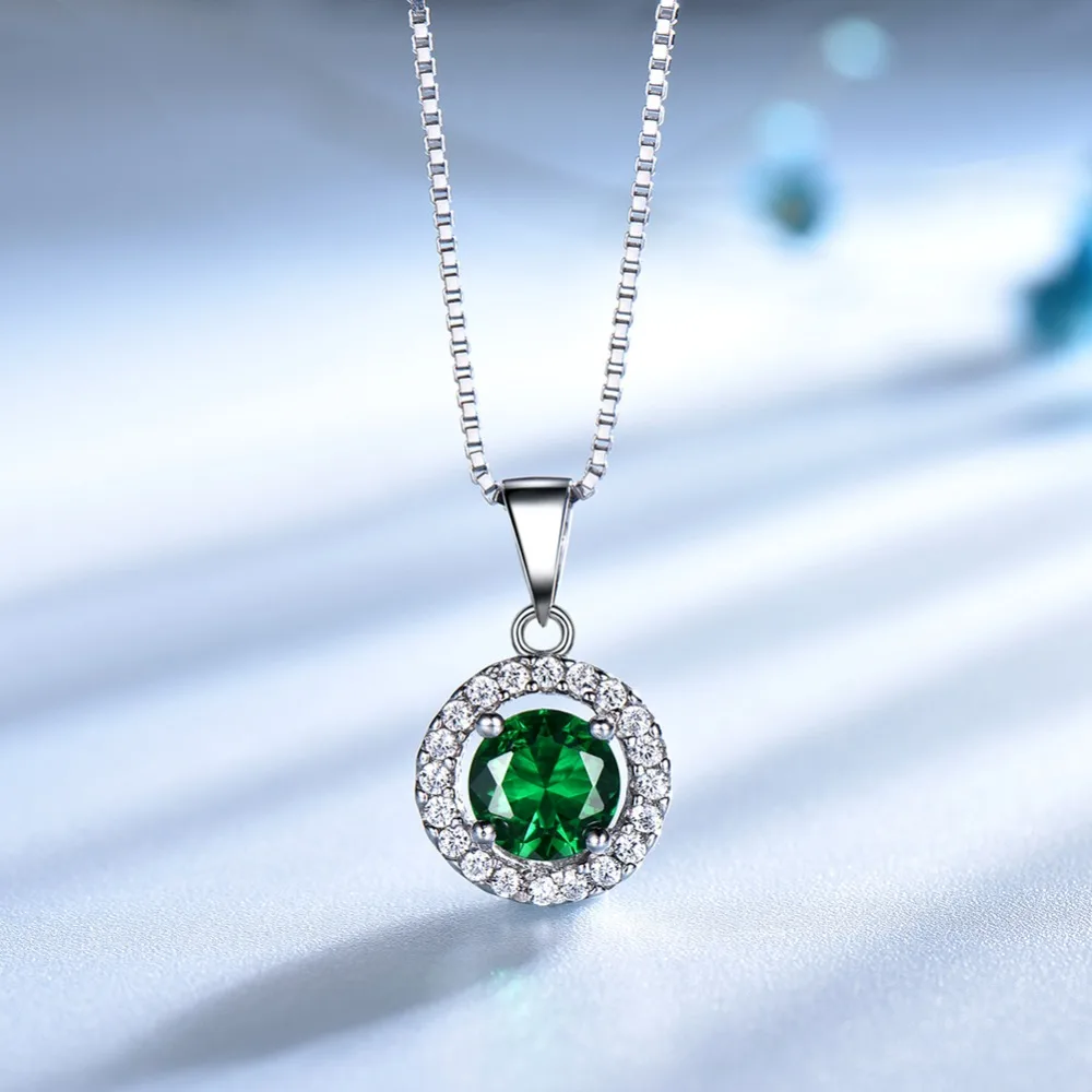 ORSA JEWELS женское серебряное ожерелье из натуральной 925 пробы, имитирующее круглый нано изумруд AAA Блестящий CZ кулон, Женские Ювелирные изделия VSN03