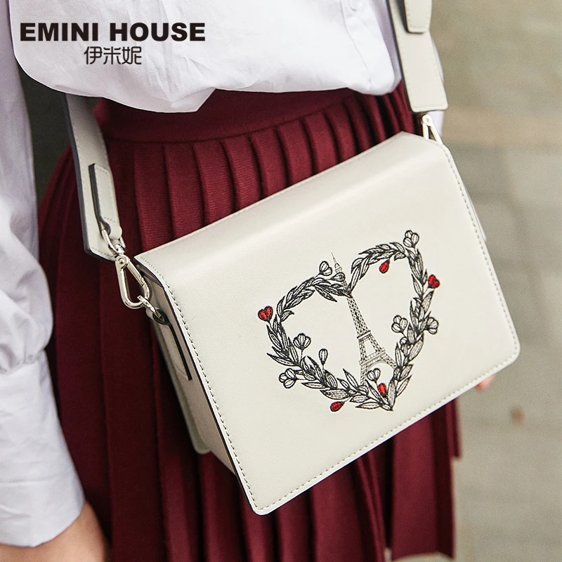 Женская сумка Кроссбоди EMINI HOUSE из спилка и кожи с клапаном на плечо 2019|Сумки