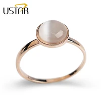 ustar white stone wedding rings for women jewelry rose gold color engagement rings female anel bijoux party gift top quality