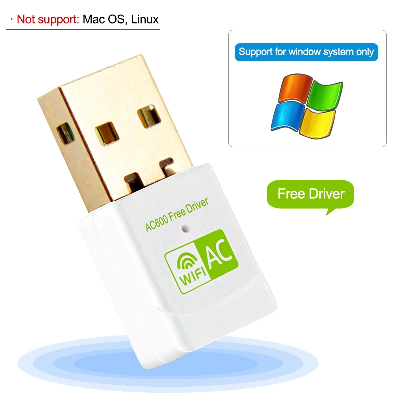 Беспроводной USB WiFi адаптер 600 Мбит/с wi fi ключ ПК сетевая карта двухдиапазонный wifi 5 ГГц адаптер Lan USB Ethernet приемник AC wi-fi - Цвет: Free Driver White