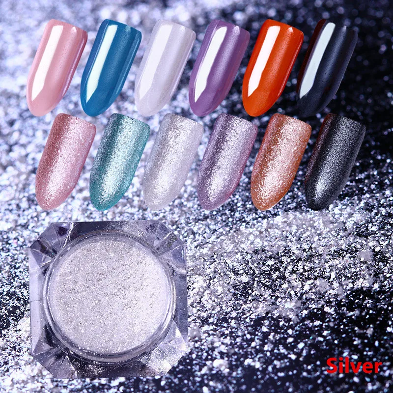 1g BORN PRETTY порошок для ногтей Серебряный Фиолетовый Синий Зеркальный жемчужный порошок русалки для ногтей пигмент пыли Блестки для ногтей
