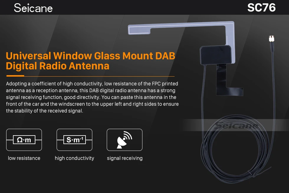 Seicane автоматический Автомобильный Универсальный крепление для стекла dab цифровой Радио Антенна SMB Женский прямоугольный разъем