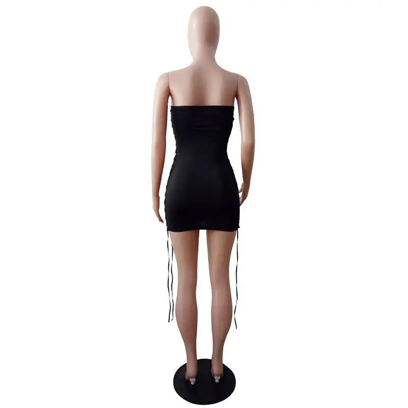 Летние пикантные с открытыми плечами сбоку Criss Cross бинты Для женщин платья Bodycon