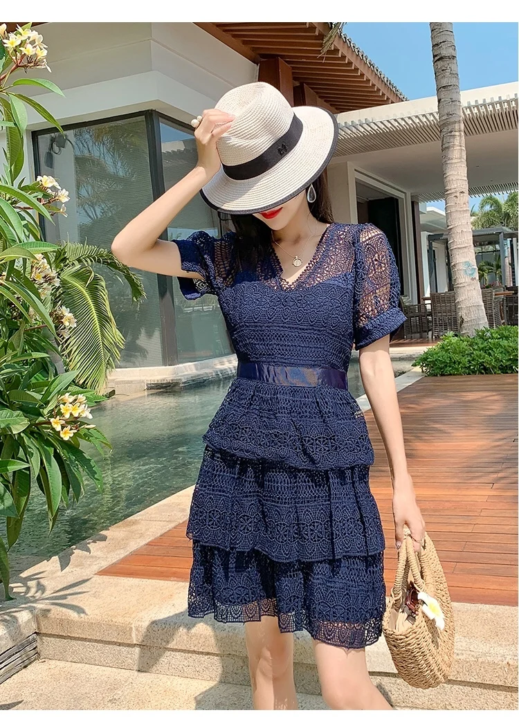 Платье для автопортретов Для женщин 2019 Лето v-образный вырез с пышными рукавами