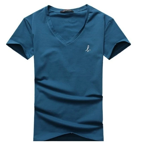 2014 new men's V-neck short-sleeved T-shirt Slim Men bottoming shirt simple elastic Free Shipping | Мужская одежда