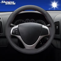 bannis black genuine leather car steering wheel cover for hyundai i30 2009 i30