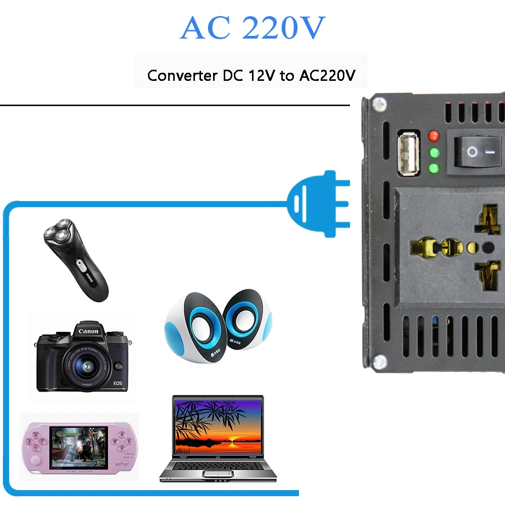 1000 Вт автомобиля преобразователя DC 12 В 24 к AC 110 220 50 Гц для окурков с USB и