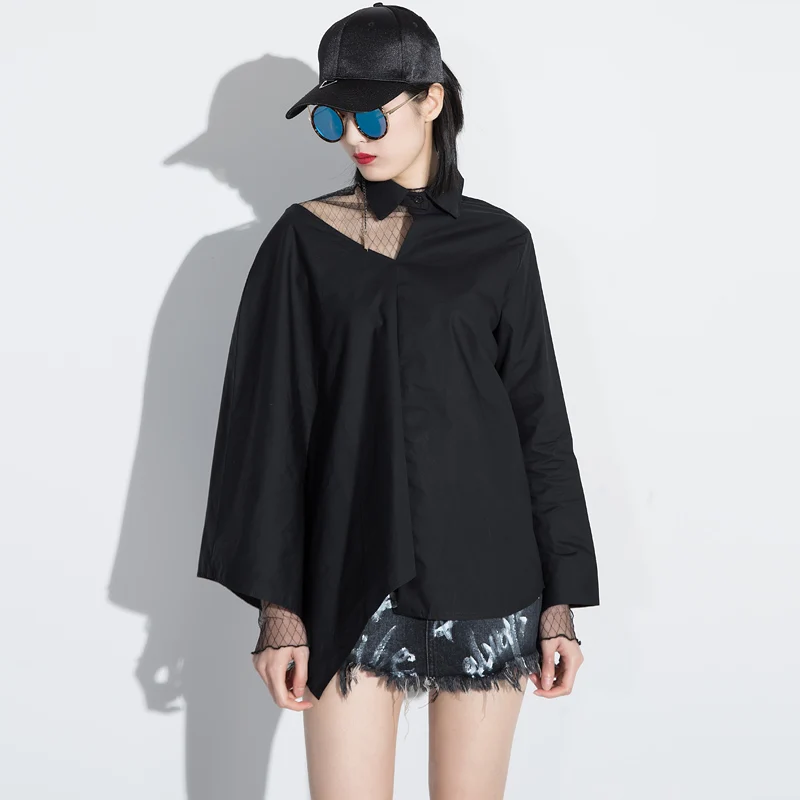 2017 Новая мода Женщины Уличная стиль хлопковые Рубашки выдалбливают С Длинным