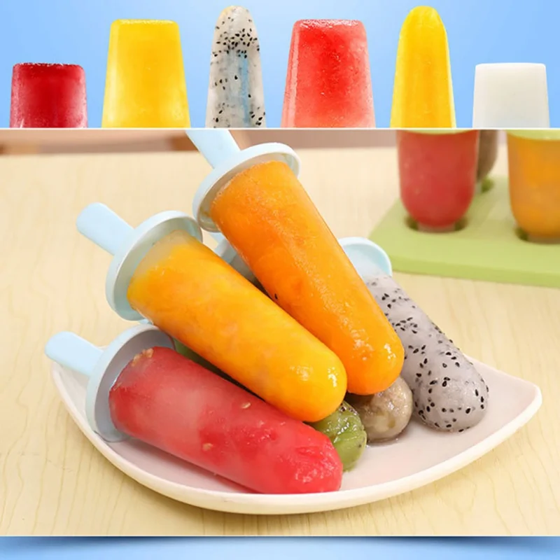 

6 Ice Cube Mould Pop Food Grade PP Maker Mold Kitchen Tools Popsicle Dessert Summer Ice Cream Frozen Pops Cake Treats