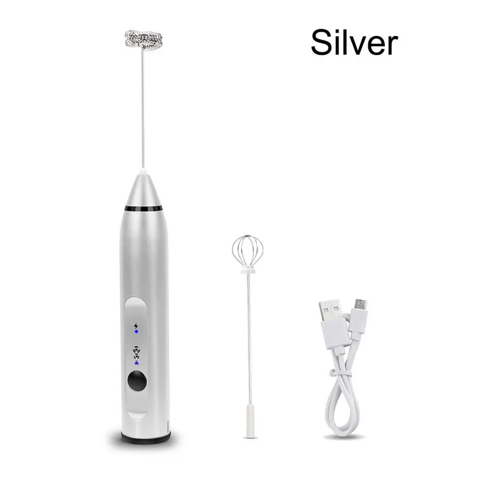 Sliver Electric Egg Beater Portable Milk Coffee Tea Stir Bar Baking Cream Frother Automatic Milk Frother Kitchen Tools Rechargeable - Цвет: Sliver