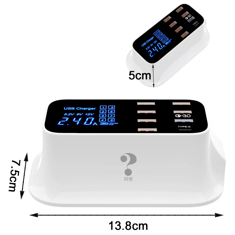 Быстрая зарядка 3 0 Смарт USB Type C зарядная станция светодиодный дисплей телефон