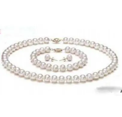

White pearl clasp necklace bracelet earrings and gif