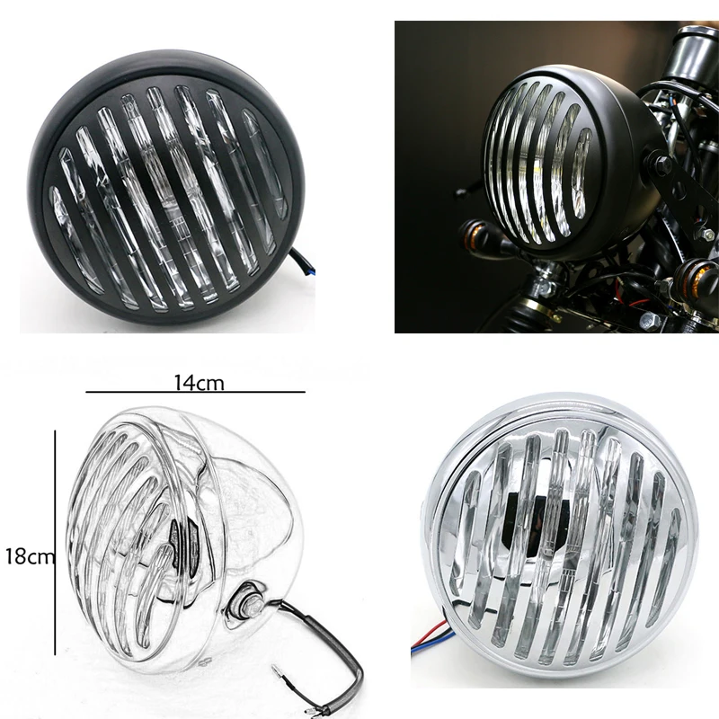 DC 12V светодиодные фары для мотоцикла универсальный скутер Винтаж Чистая головной