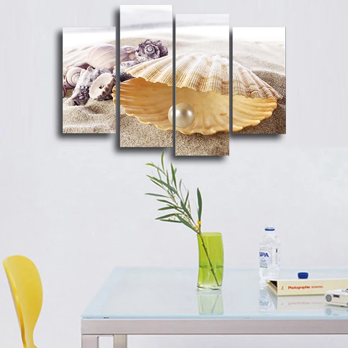 4 панели настенная живопись элегантные жемчужные ракушки современная картина HD